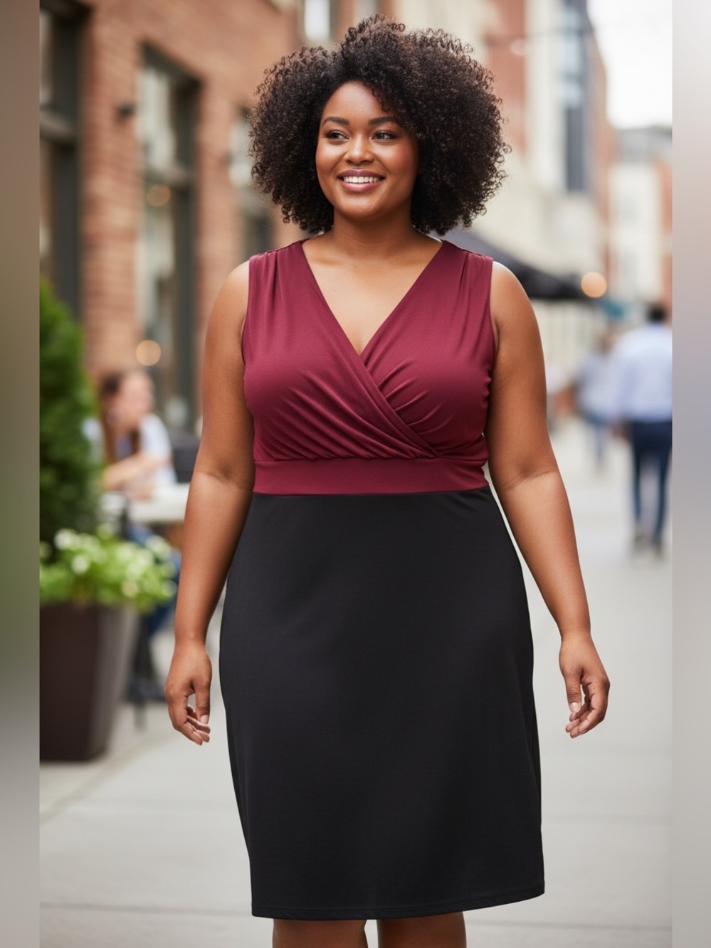 Sleeveless Torrid NWT Two-Tone Jersey Burgundy and Black Dress Size 4x (26)